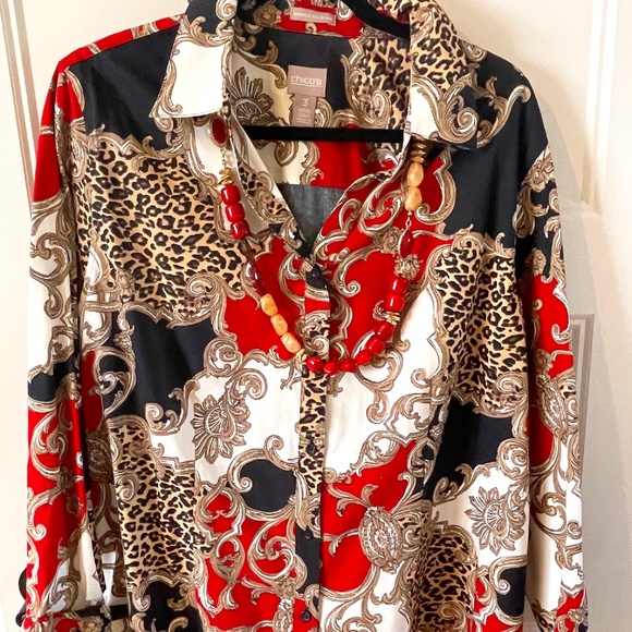 Chico's Shirt with matching Necklace - Picture 1 of 4